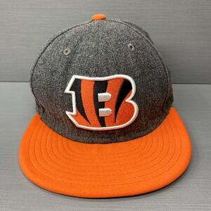 Cincinnati Bengals Hat Cap Fitted Mens 7 1/4‎ Gray Orange New Era 59FIFTY NFL